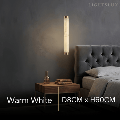 Alba Modern Alabaster Pendant Light – Brass & White