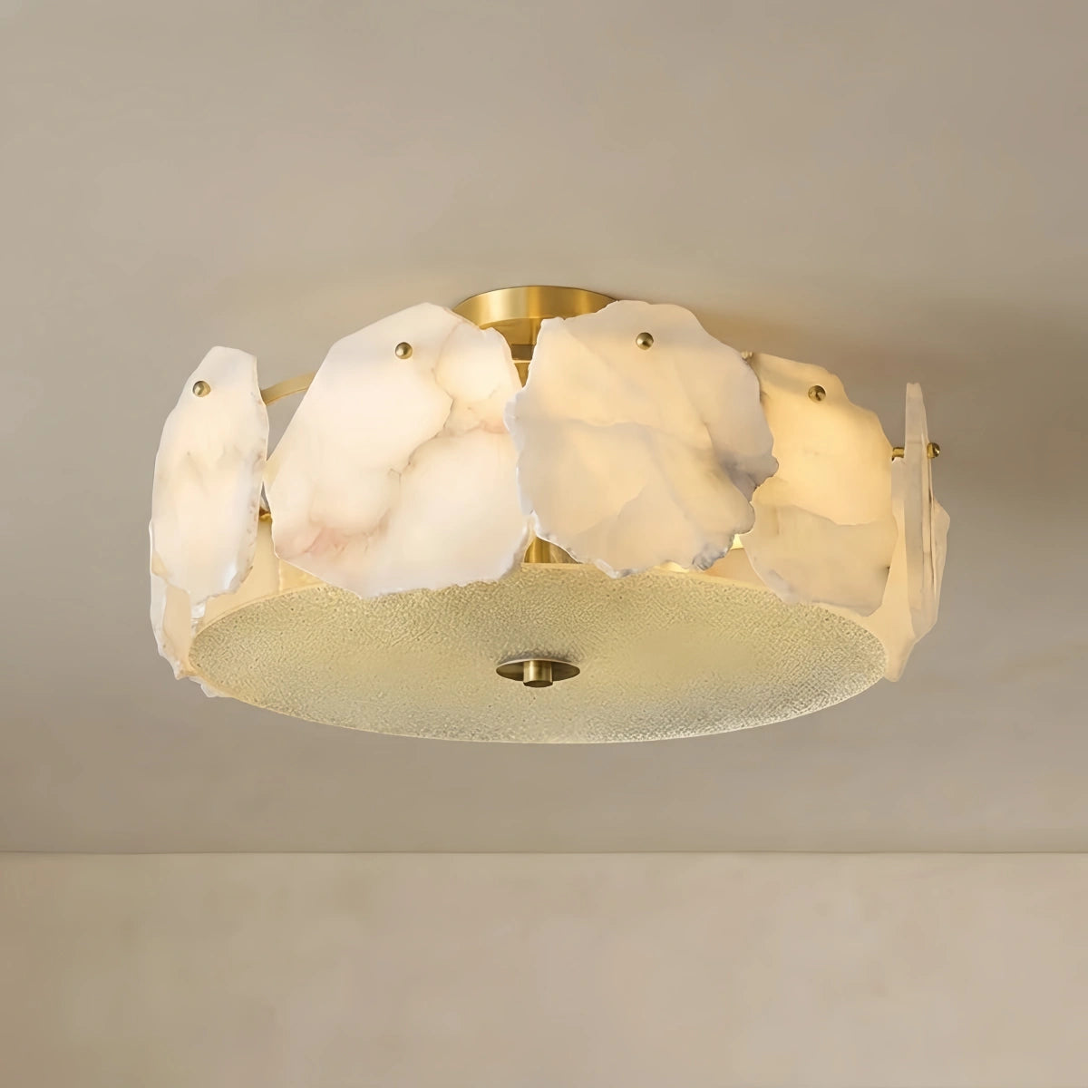 Alba Modern Alabaster Glass Ceiling Light – White – Living Room, Bedroom & Dining Room