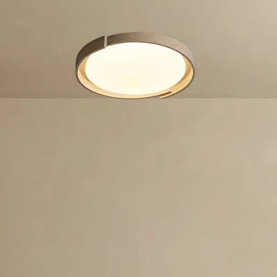 Strata Minimalist Round Travertine Ceiling Light -- Beige or White for Bathroom & Covered Outdoor