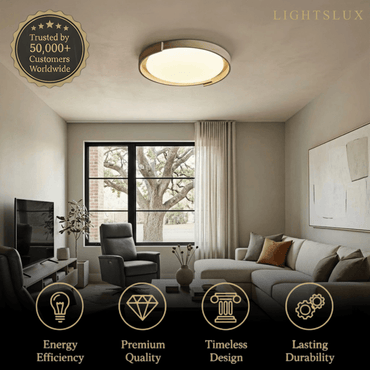 Strata Minimalist Round Travertine Ceiling Light