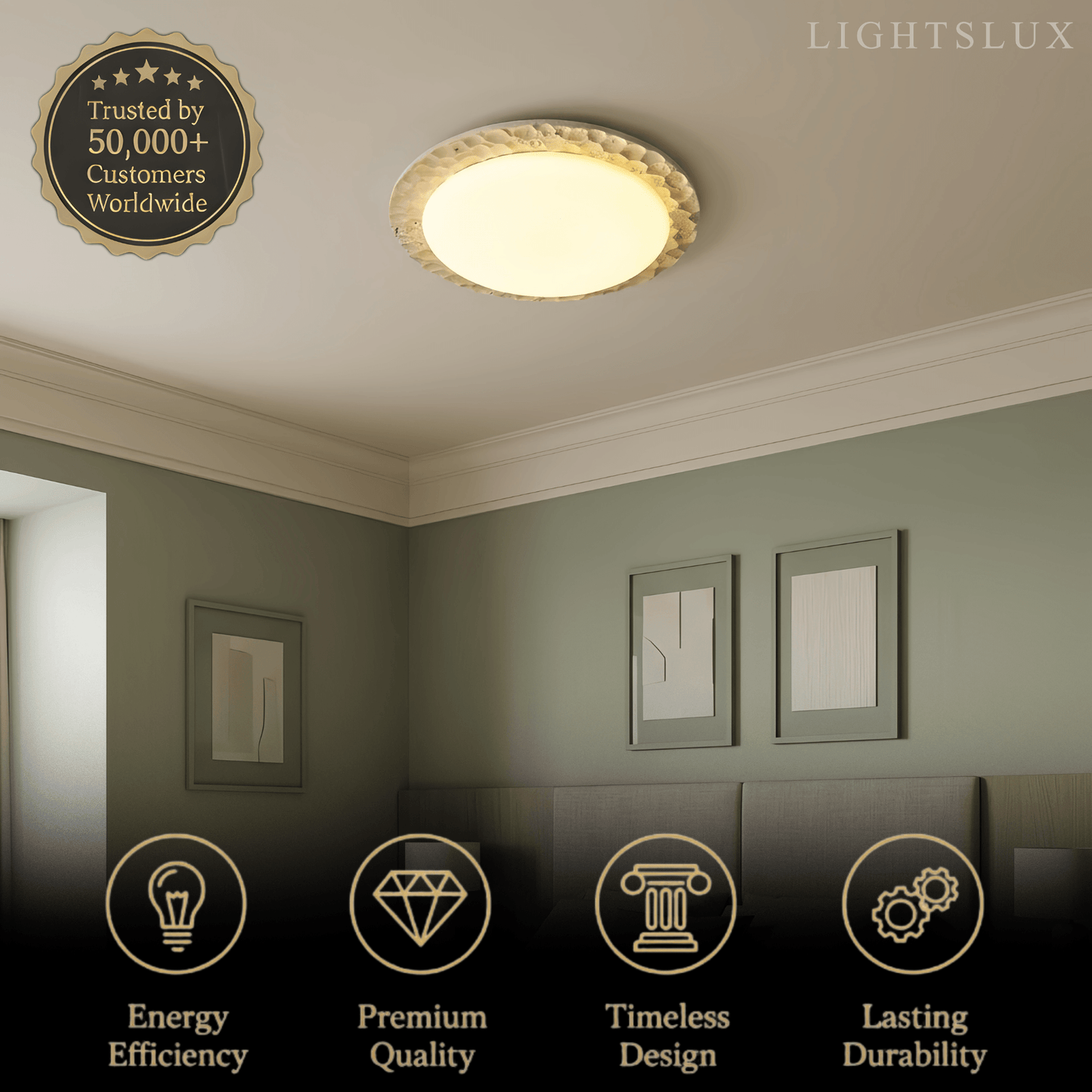 Strata Natural Travertine Ceiling Light