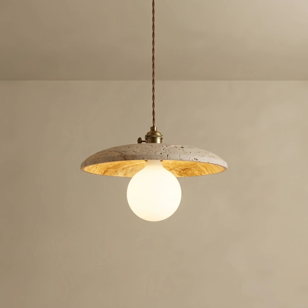Natural Travertine Pendant Light -- Beige Gold White for Dining Room Kitchen Island Living Room
