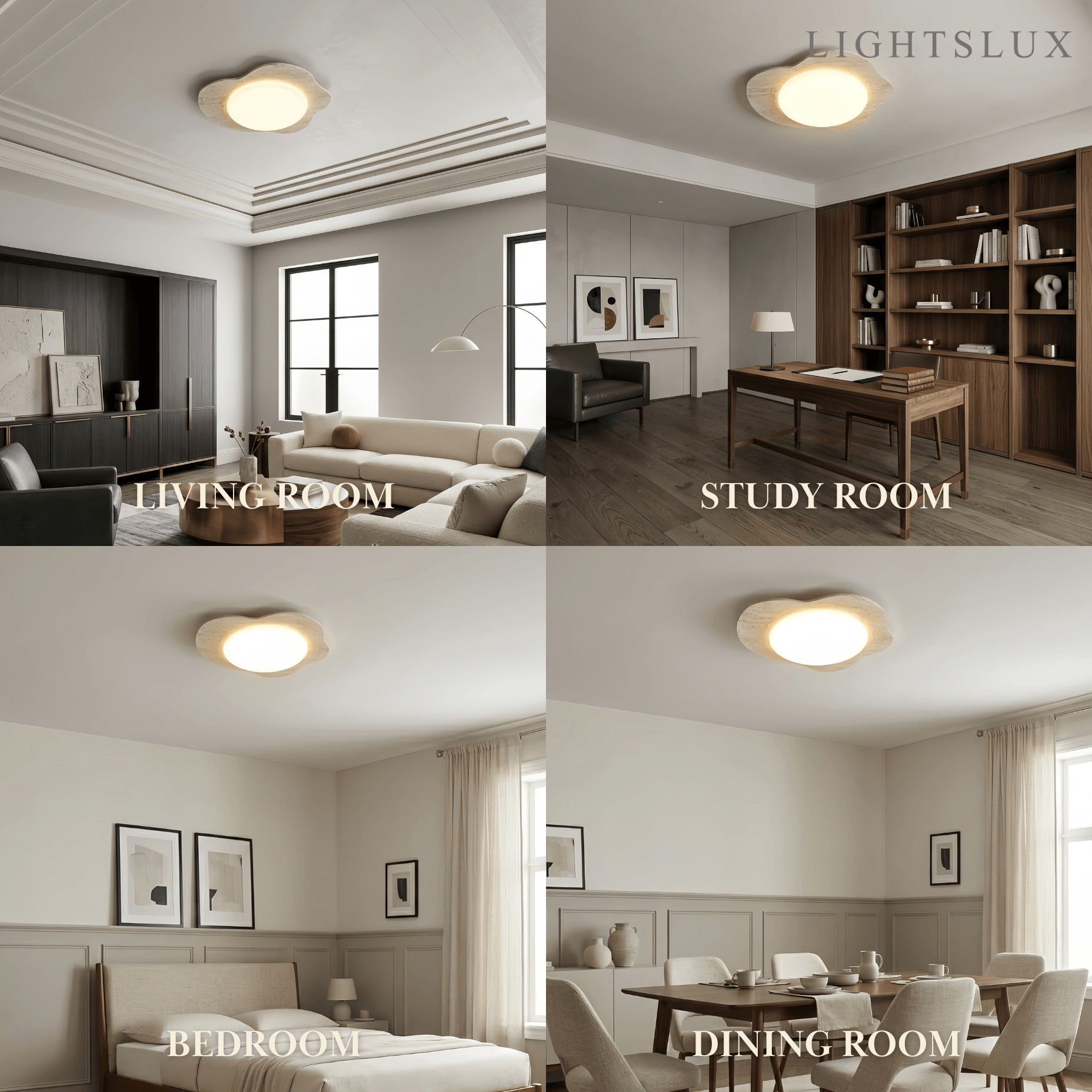 Strata Minimalist Travertine Ceiling Light 