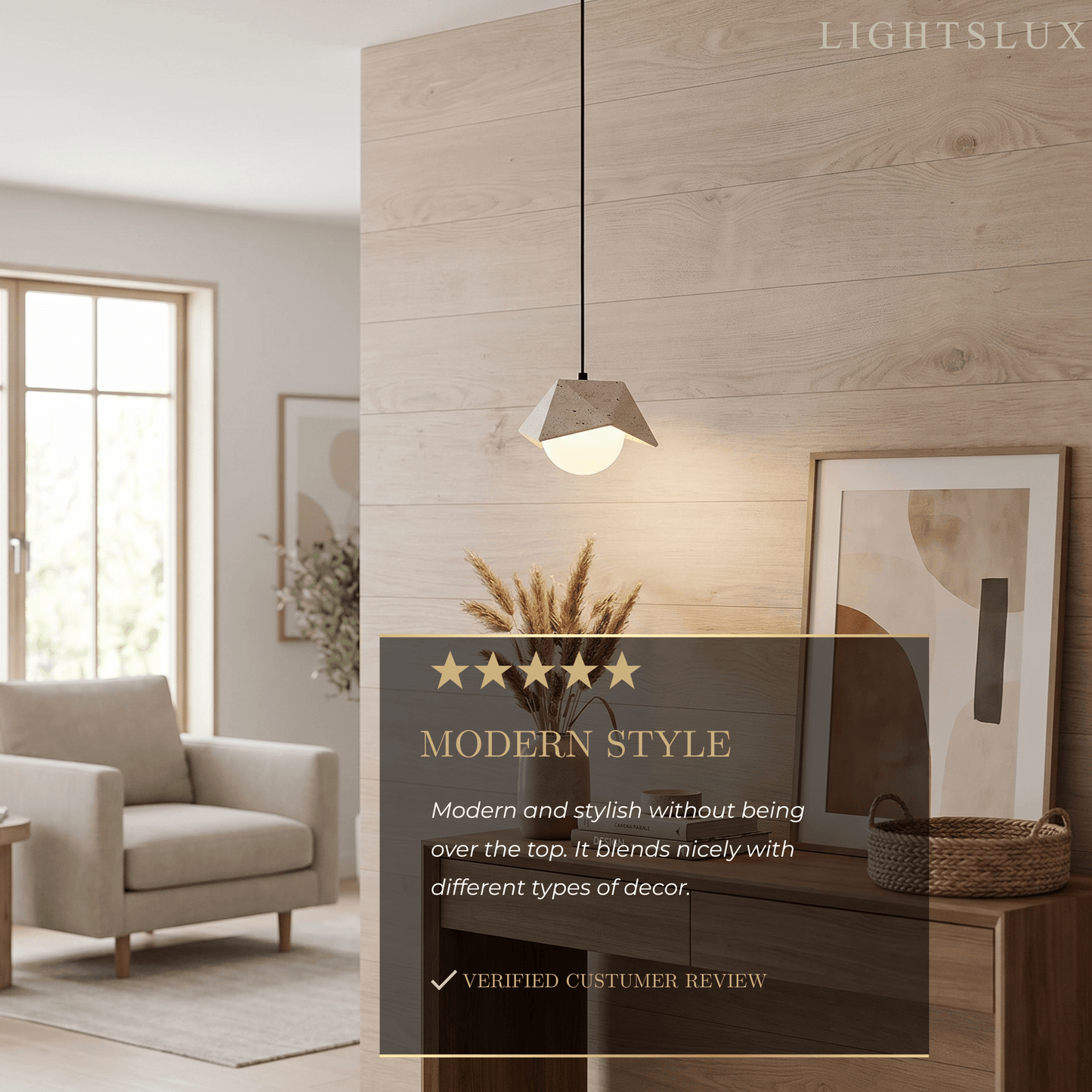 Strata Modern Travertine Pendant Light -- Beige White