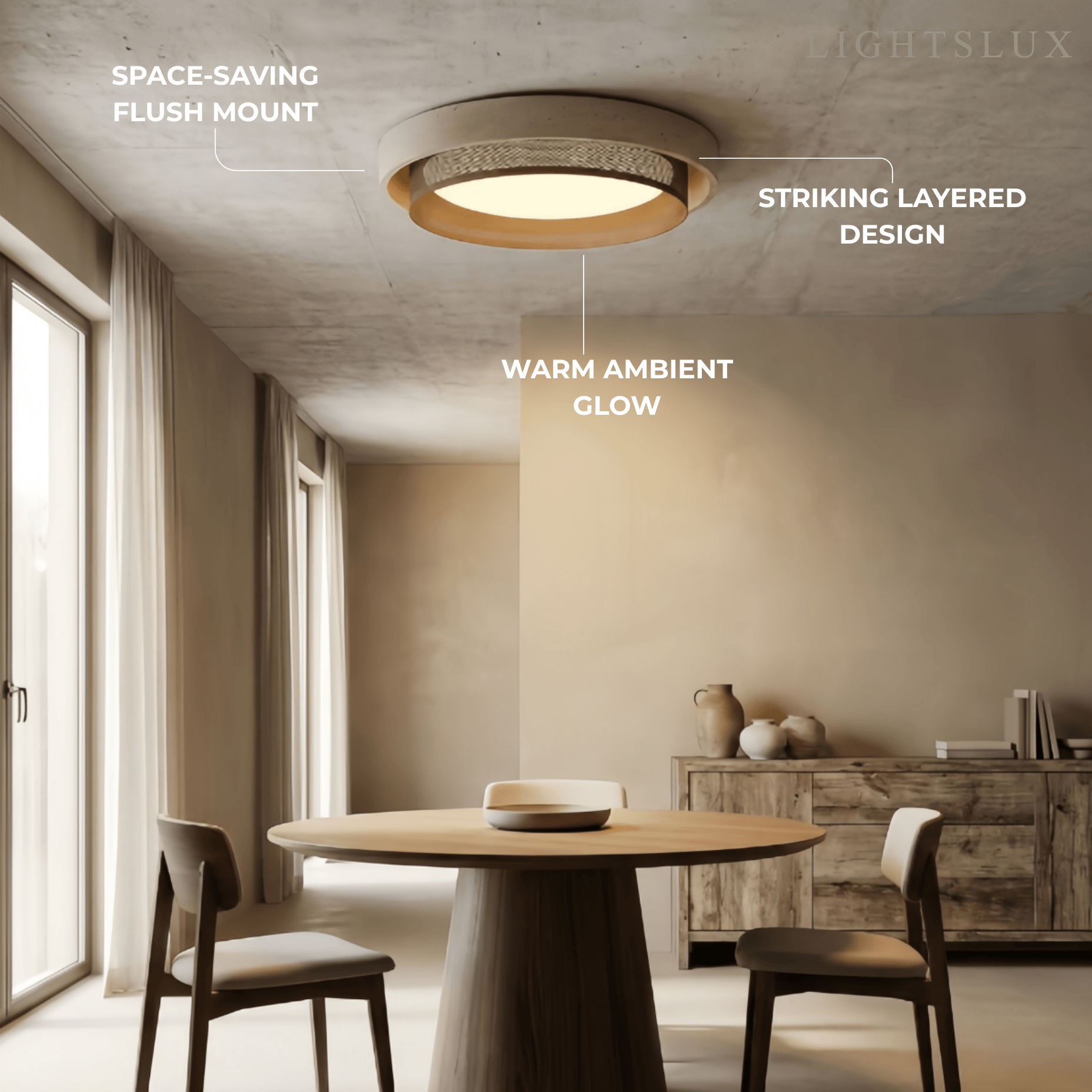 Strata Modern Minimalist Ceiling Light – Yellow Travertine