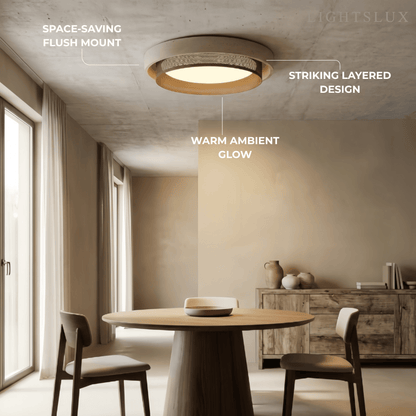 Strata Modern Minimalist Ceiling Light – Yellow Travertine