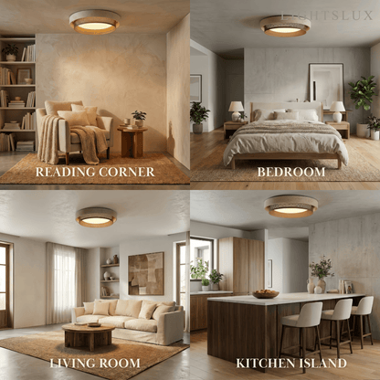 Strata Modern Minimalist Ceiling Light – Yellow Travertine