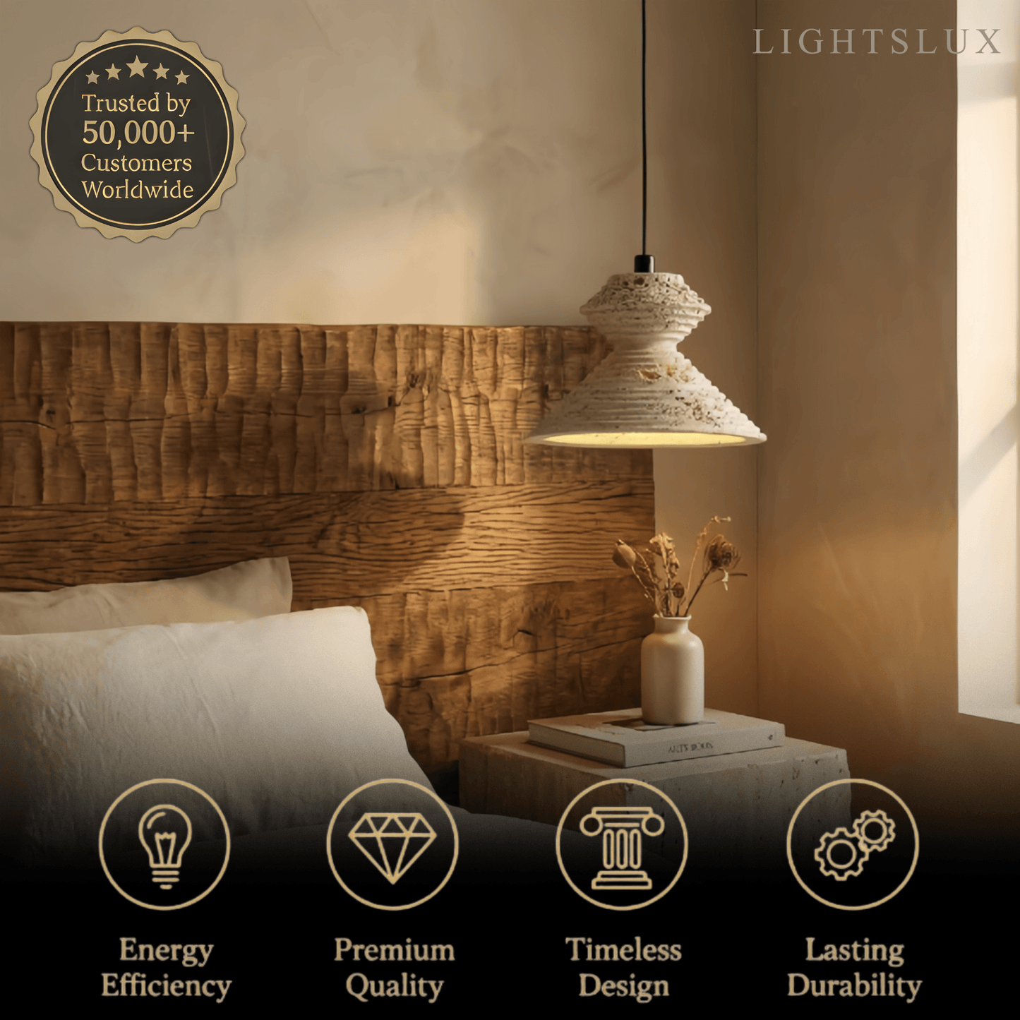Strata Minimalist Travertine Pendant Light - Yellow Stone