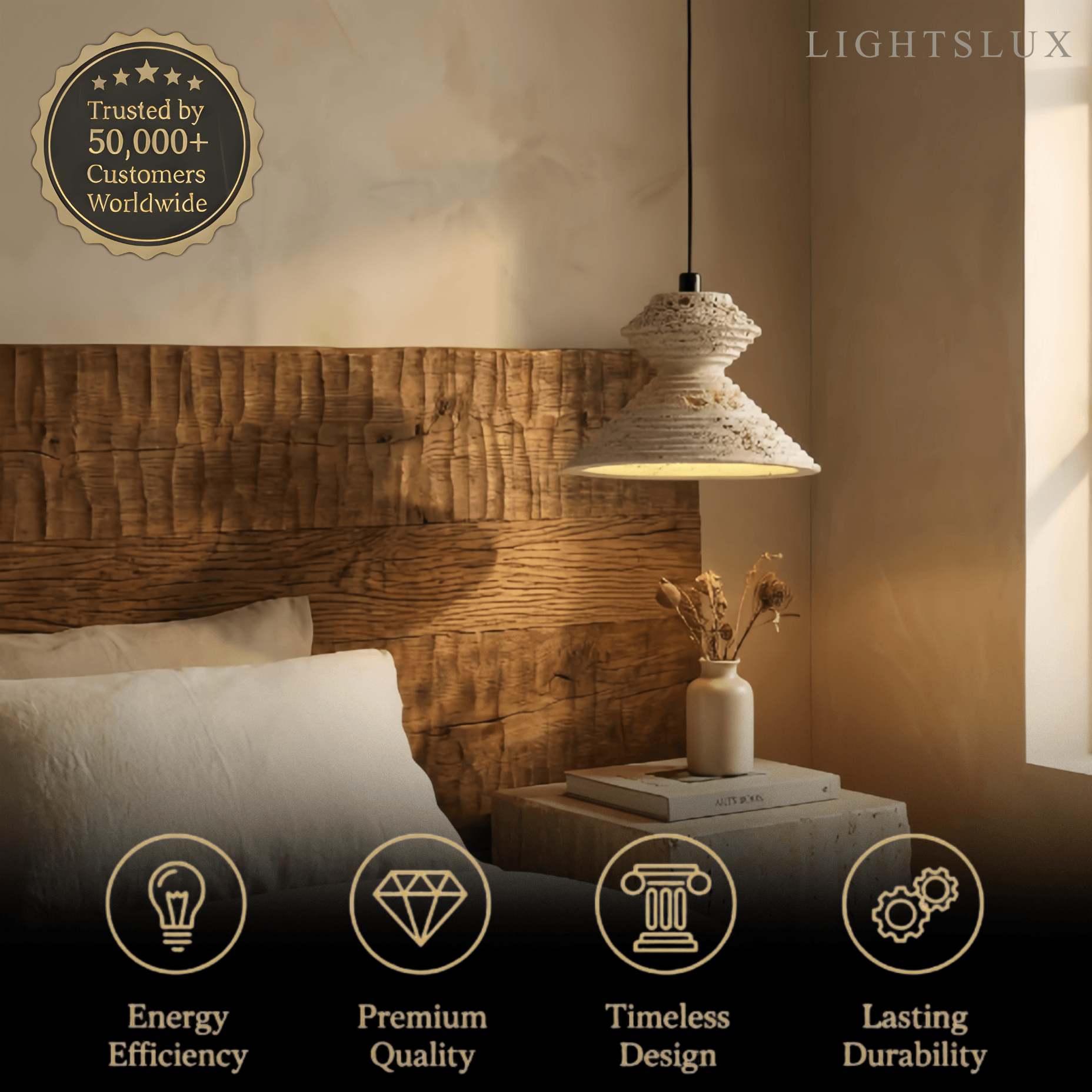 Strata Minimalist Travertine Pendant Light - Yellow Stone