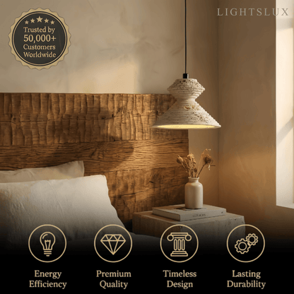 Strata Minimalist Travertine Pendant Light - Yellow Stone