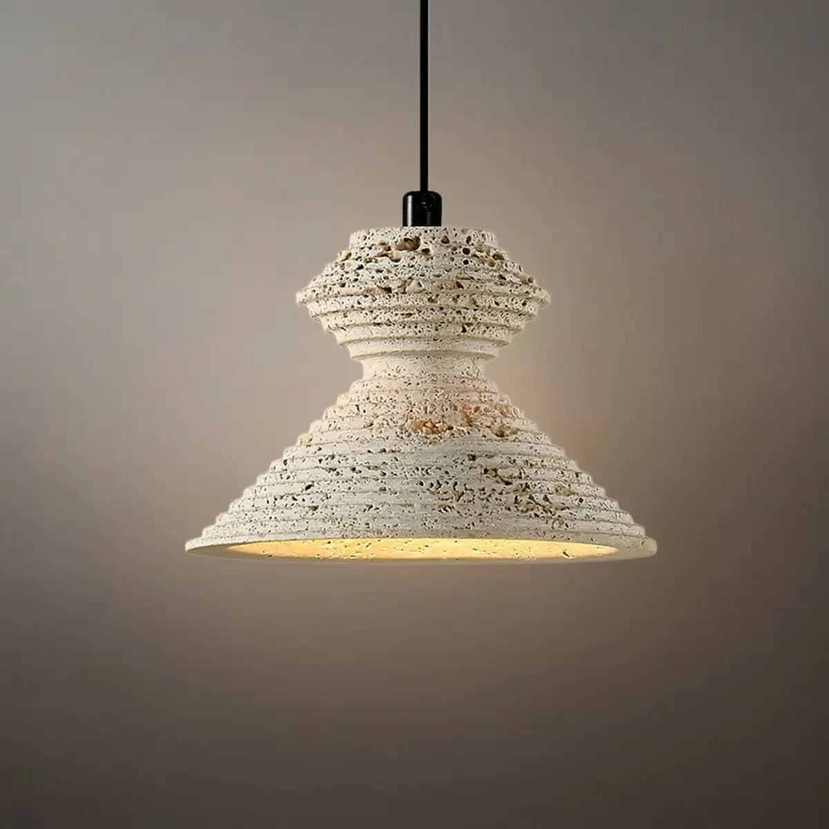 Strata Minimalist Travertine Pendant Light - Yellow Stone