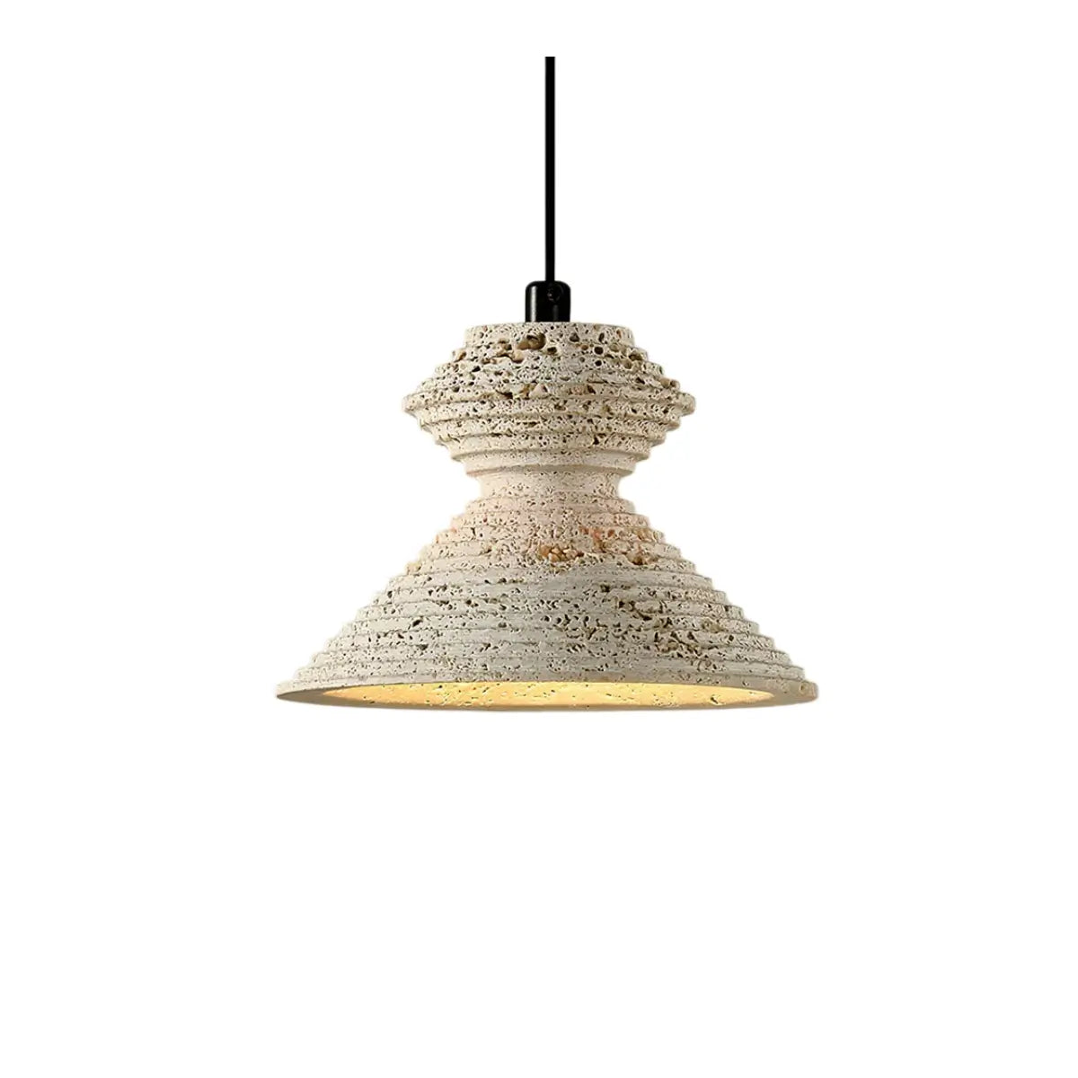 Strata Minimalist Travertine Pendant Light - Yellow Stone