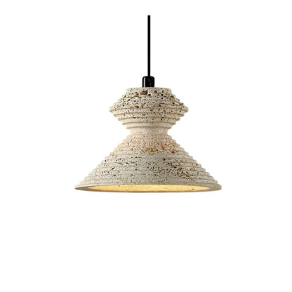 Strata Minimalist Travertine Pendant Light - Yellow Stone
