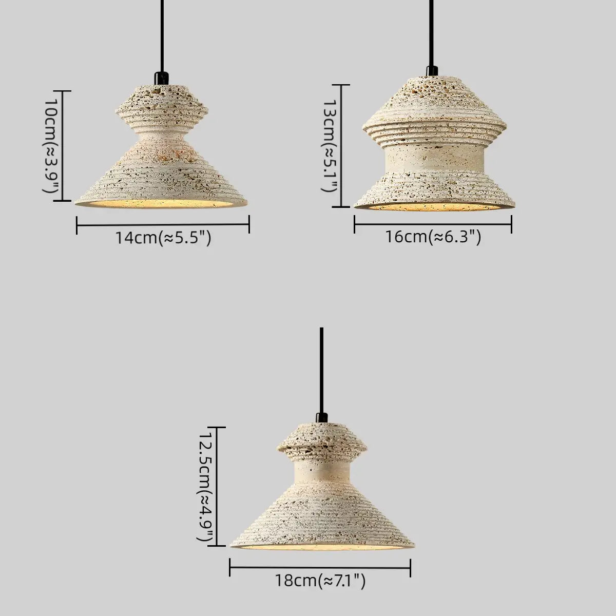 Strata Minimalist Travertine Pendant Light - Yellow Stone