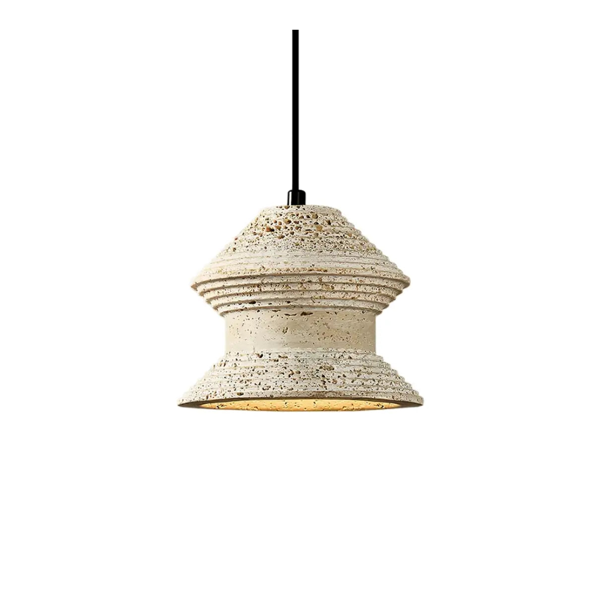 Strata Minimalist Travertine Pendant Light - Yellow Stone