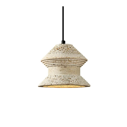 Strata Minimalist Travertine Pendant Light - Yellow Stone