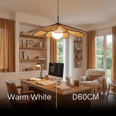 Bamburo Natural Rattan Petal Pendant Light