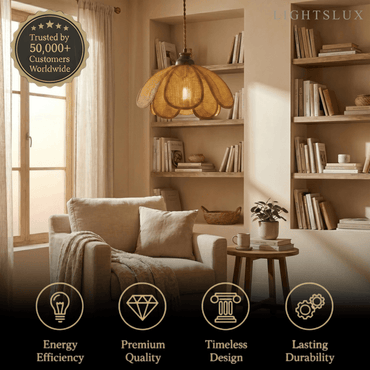 Bamburo Natural Pendant Light Rattan and Wood Walnut 