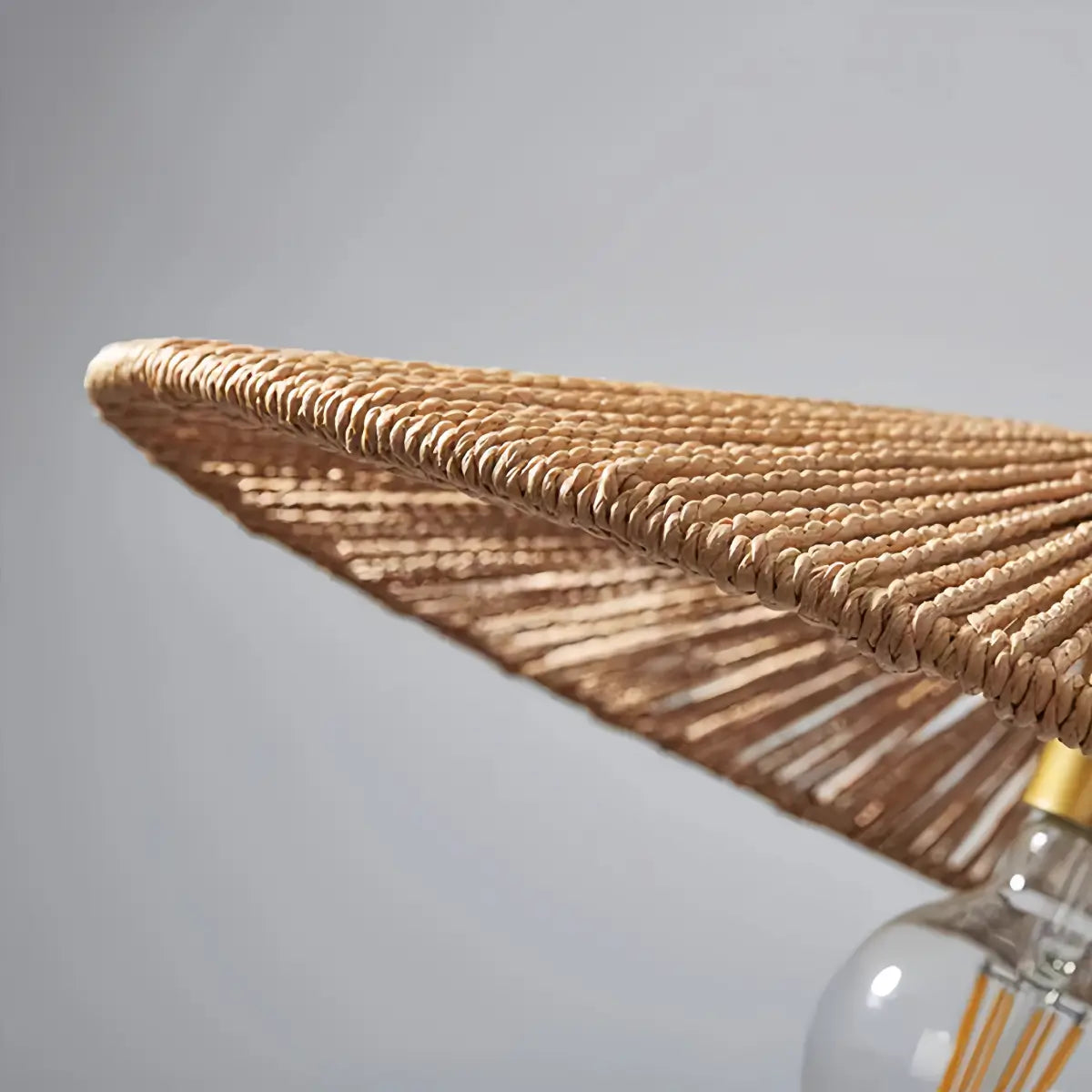 Bamburo Natural Japanese Style Rattan Pendant Light - Brown/Black Hemp Rope for Kitchen, Dining Room & Living Room