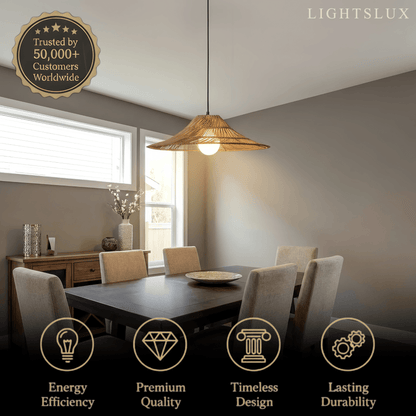 Bamburo Natural Rattan Pendant Light -- Natural Rattan for Bedroom Dining Room Living Room