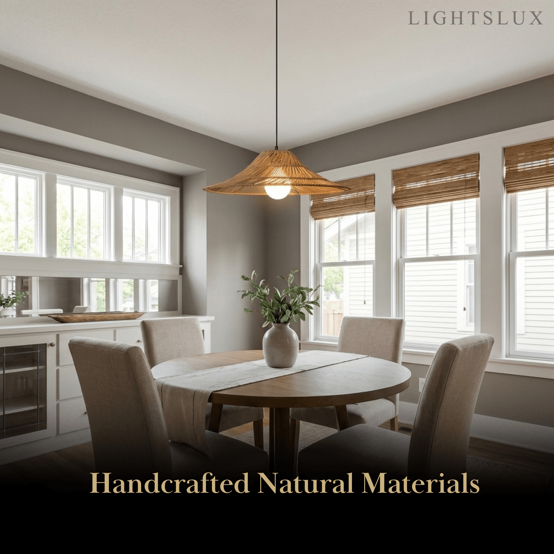 Bamburo Natural Rattan Pendant Light -- Natural Rattan for Bedroom Dining Room Living Room