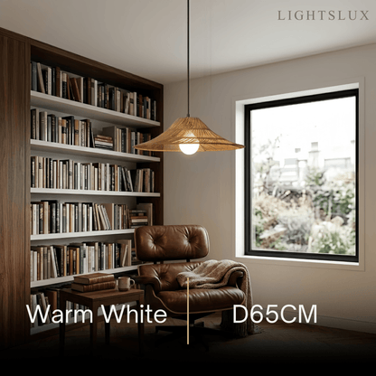 Bamburo Natural Rattan Pendant Light -- Natural Rattan for Bedroom Dining Room Living Room