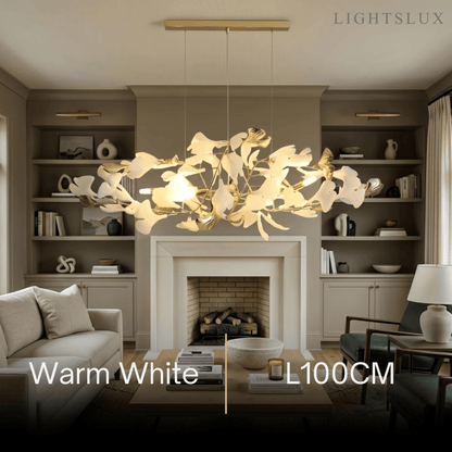 Velora Minimalist Ginkgo Leaf Chandelier -- Iron & Glass for Dining Room