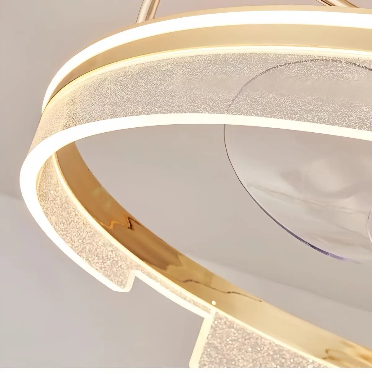 Excelis Luxury Ceiling Fan Lamp with LED -- Gold Aluminum & Acrylic for Living Room Dining Room