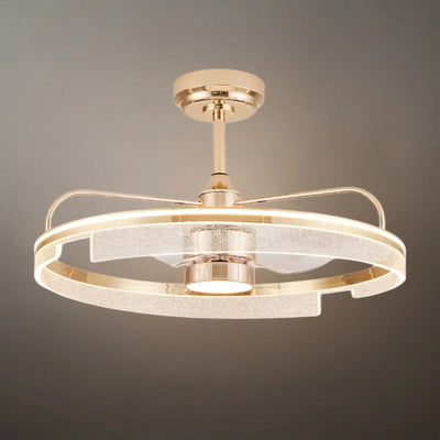 Excelis Luxury Ceiling Fan Lamp with LED -- Gold Aluminum & Acrylic for Living Room Dining Room