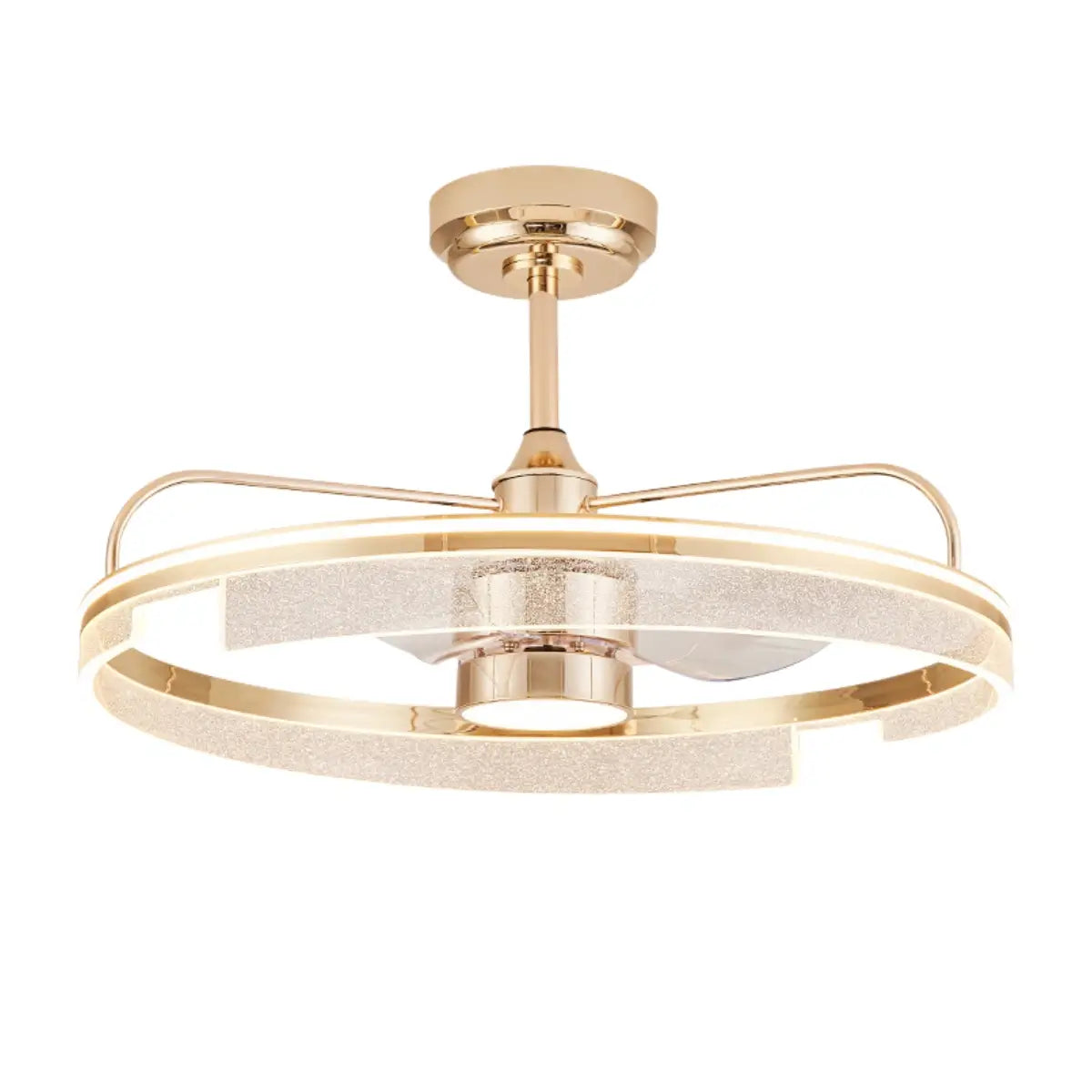 Excelis Luxury Ceiling Fan Lamp with LED -- Gold Aluminum & Acrylic for Living Room Dining Room