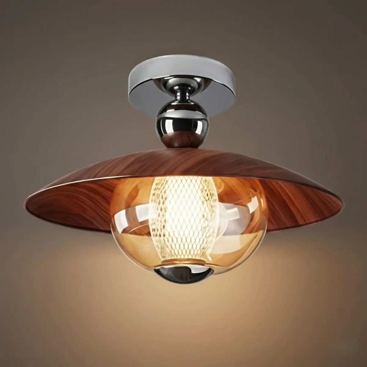 Irondale Vintage French Cream Ceiling Light -- Glass & Iron for Hallway