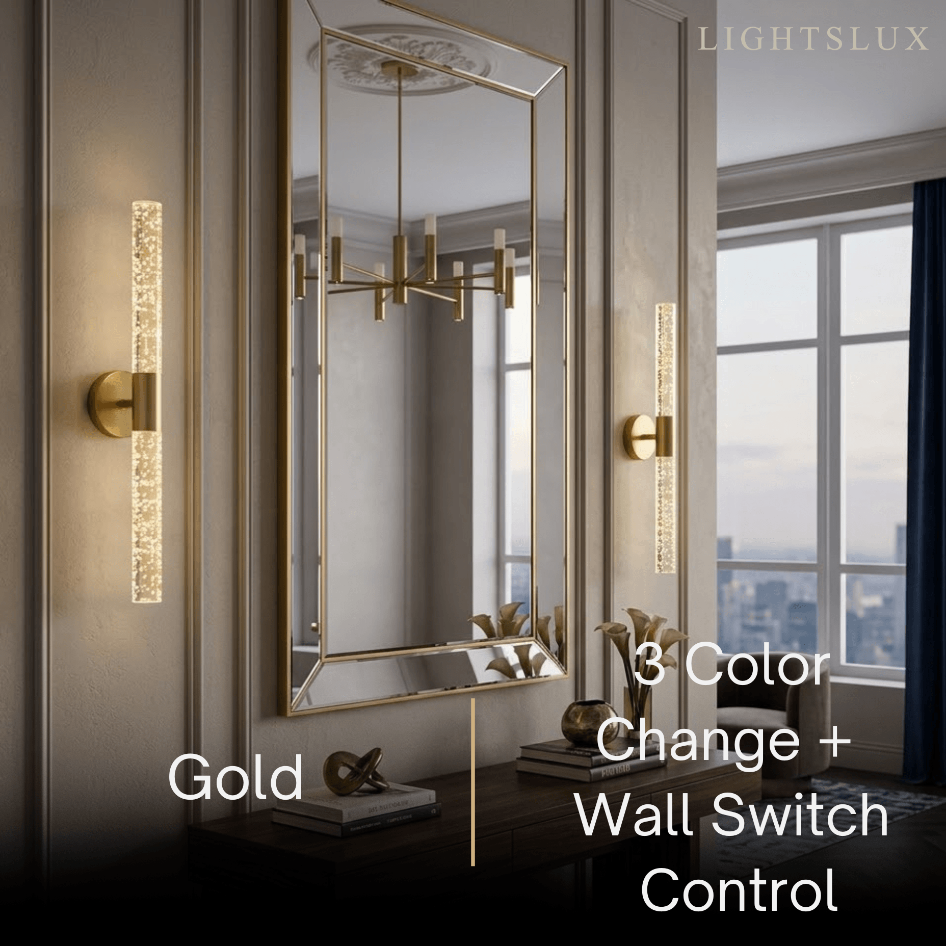 Lunara Modern Wall Lamp -- Iron & PVC Gold for Hallway