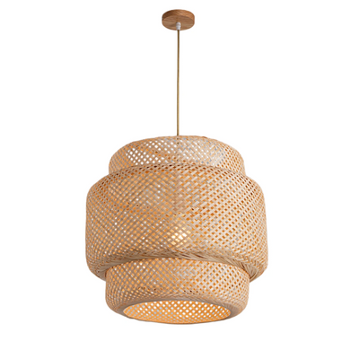 Bamburo Modern Pendant Lamp -- Hand-Knitted Bamboo & Brass