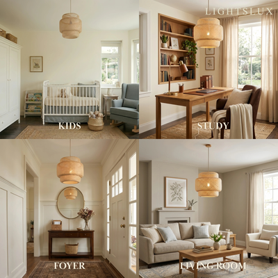 Bamburo Modern Pendant Lamp -- Hand-Knitted Bamboo & Brass