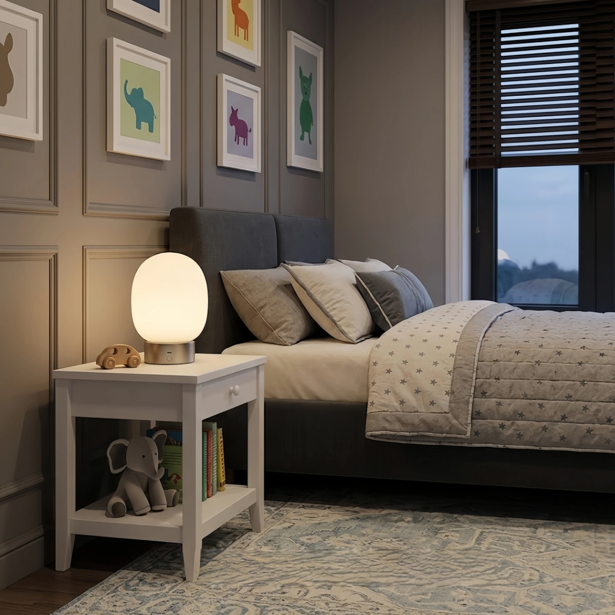 Crema Light Table Lamp -- Metal & Frosted Glass with Touch & Human Induction for Bedroom Living Room