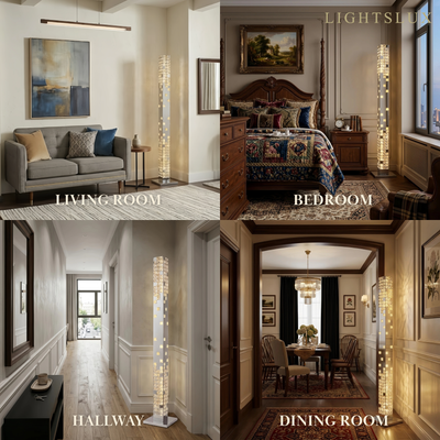 Excelis Modern Crystal Floor Lamp – Stainless Steel & Crystal Chrome for Living Room