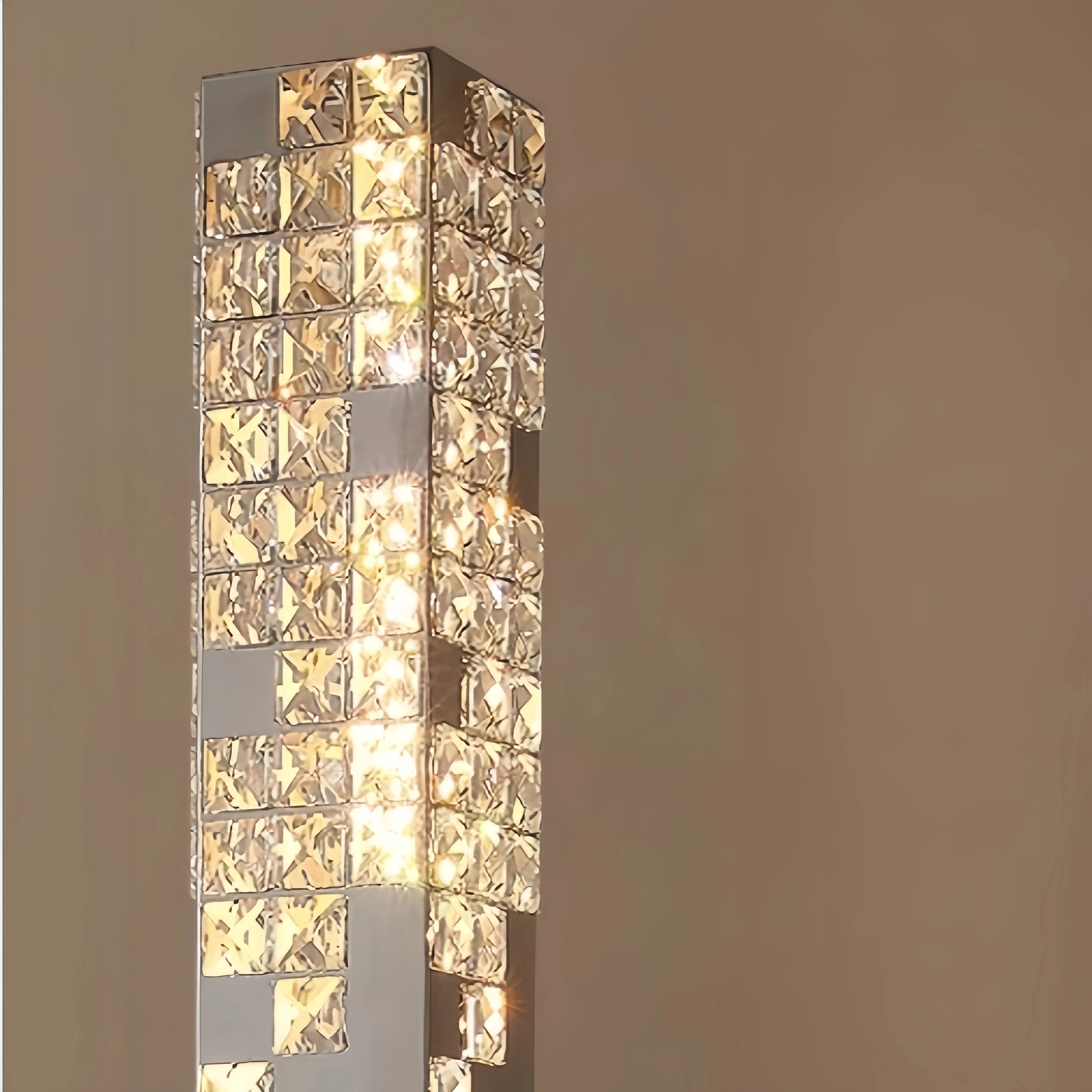 Excelis Modern Crystal Floor Lamp – Stainless Steel & Crystal Chrome for Living Room
