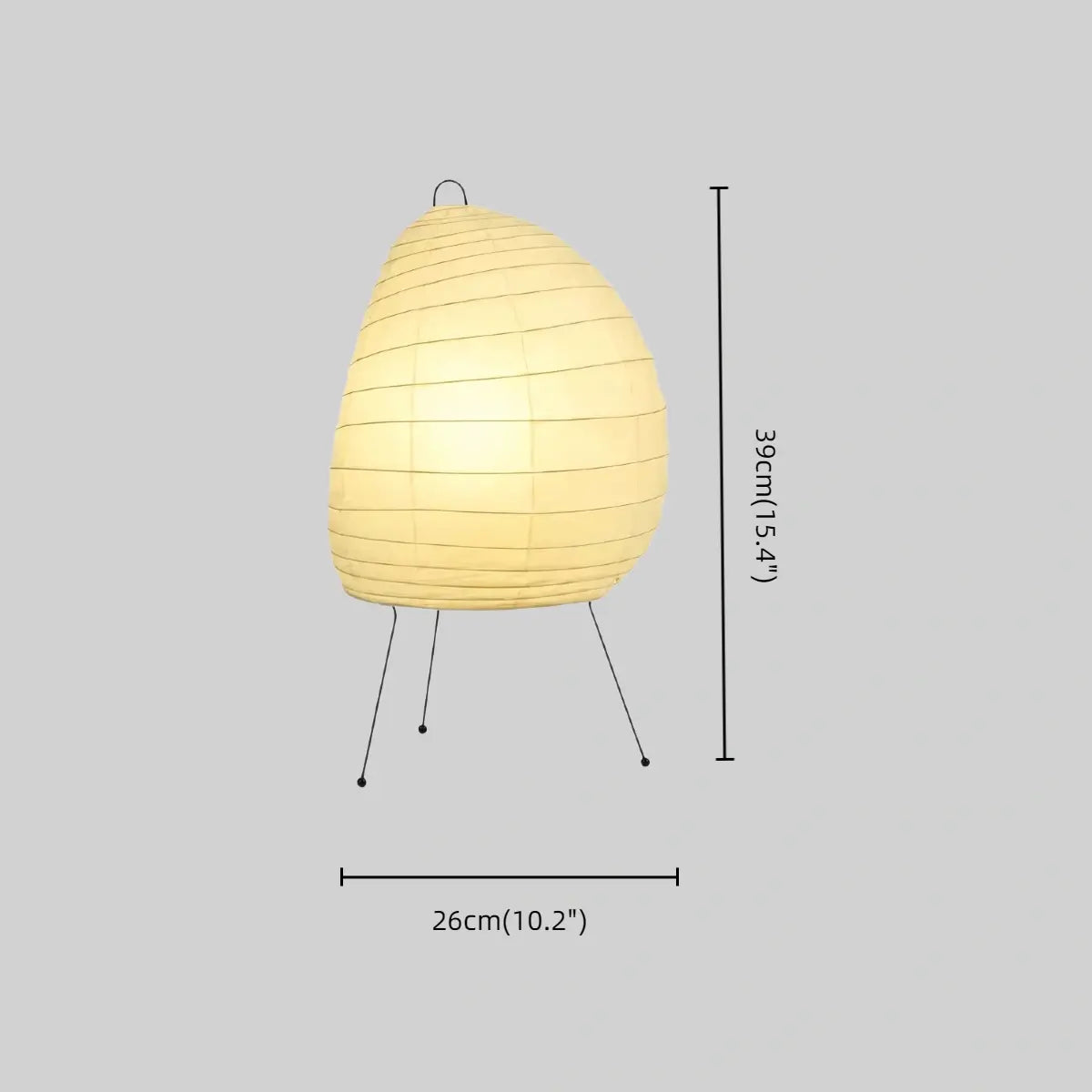 Japanese Table Lamp -- Metal & Rice Paper Beige for Bedroom