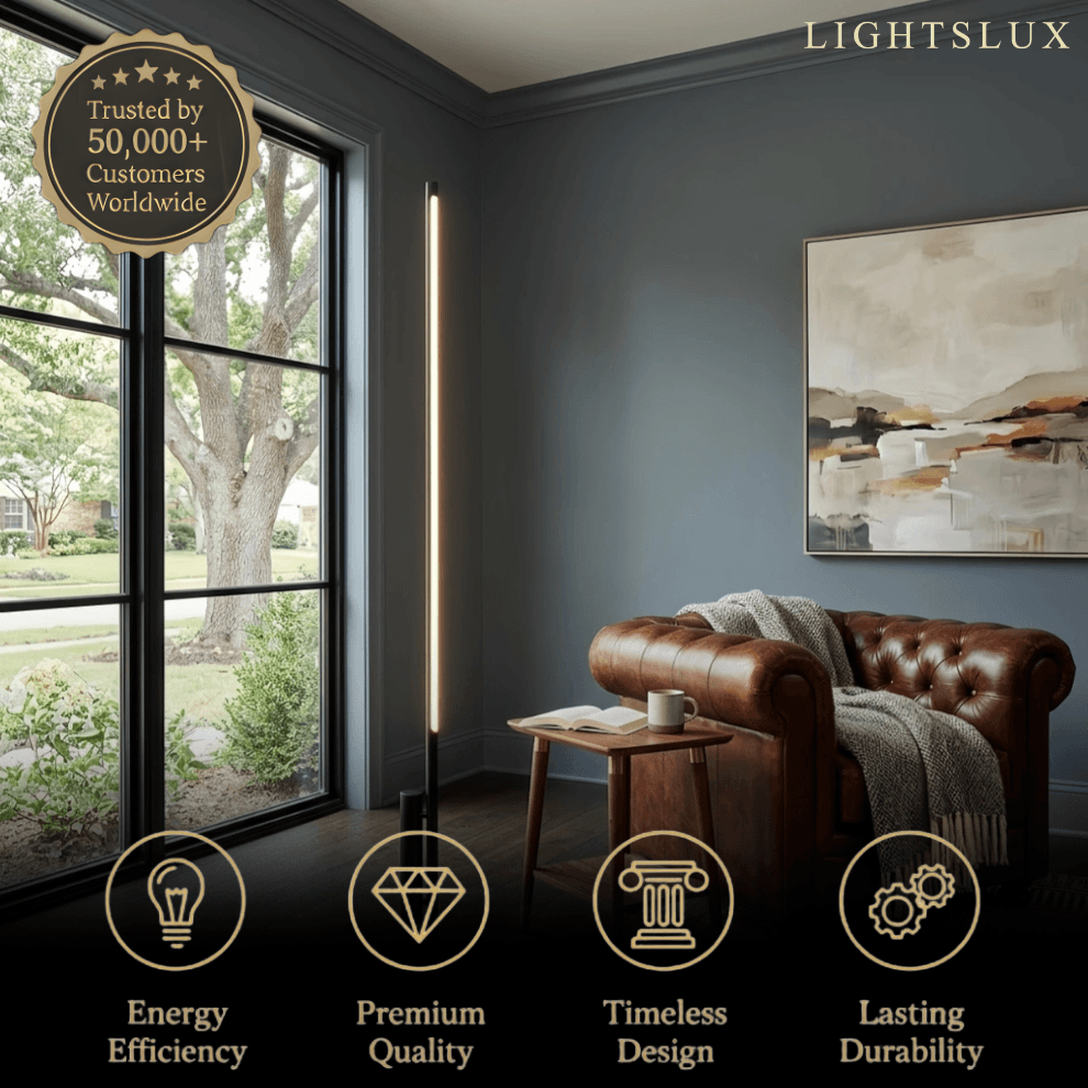 Minimalist Modern Floor Lamp -- Black for Living Room & Bedroom