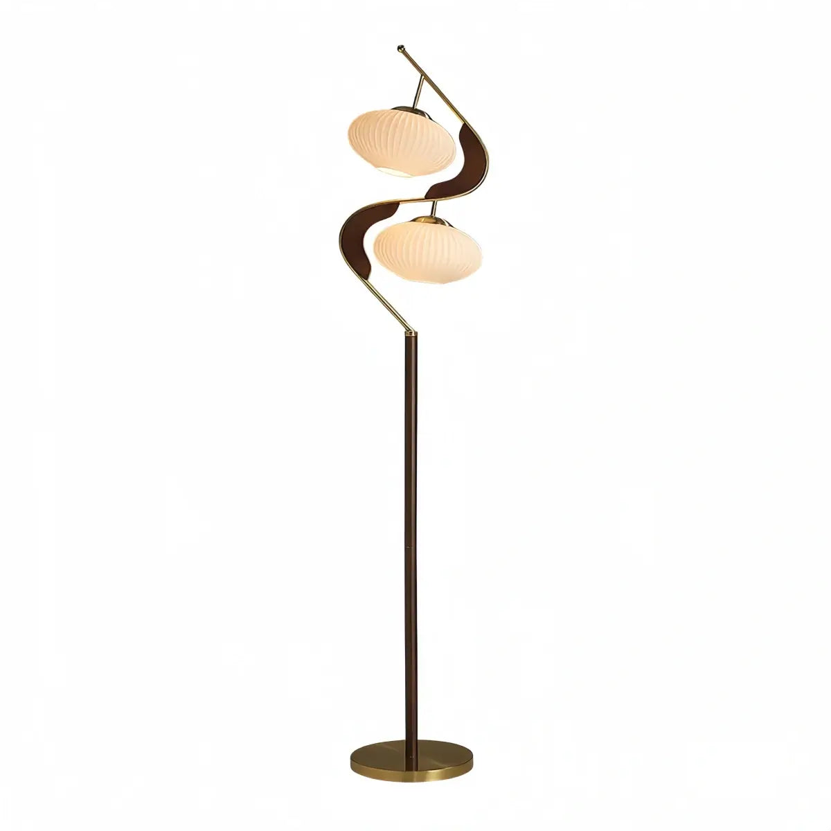 Velora Art Deco Floor Lamp-- Glass Metal Wood for Dining Room
