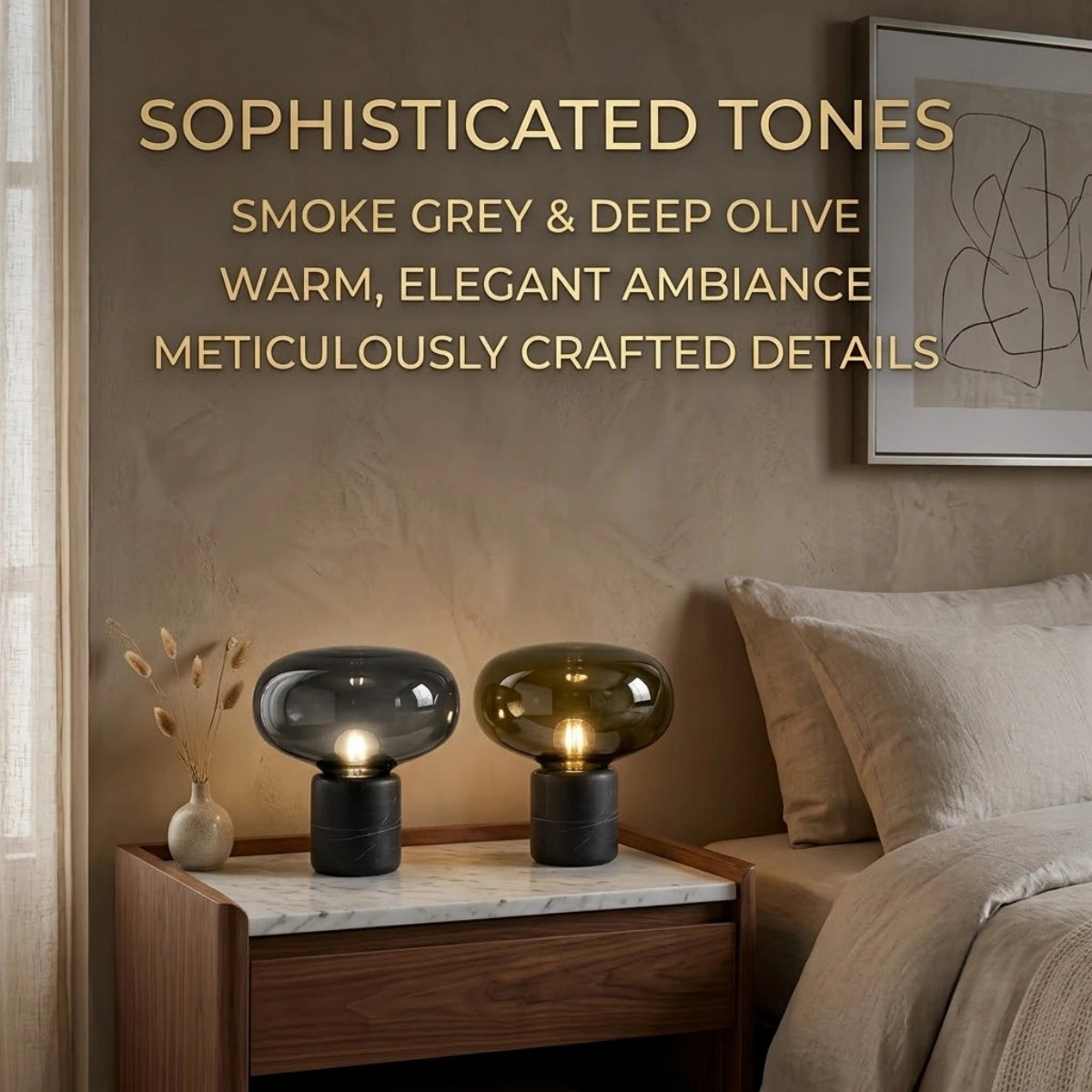 Vetro Table Lamp – Smoke Grey or Amber for Dining Room