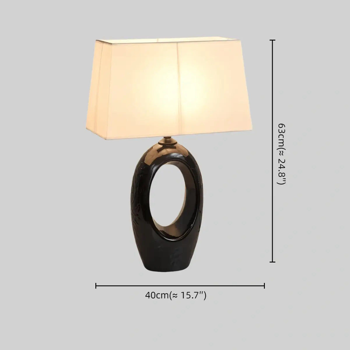 Sandora Nordic Table Lamp — Ceramic & Fabric Black/White for Bedroom Living Room Size