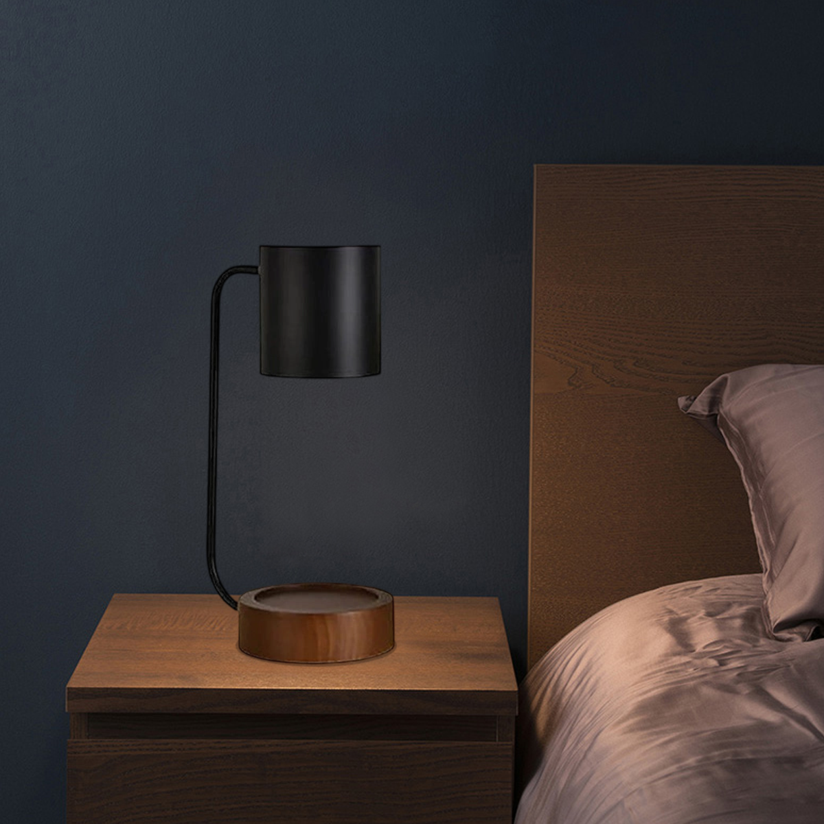 Table Lamp - Black/ White Metal & Wood Design for Study Room, Desk