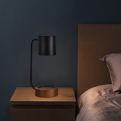 Table Lamp - Black/ White Metal & Wood Design for Study Room, Desk
