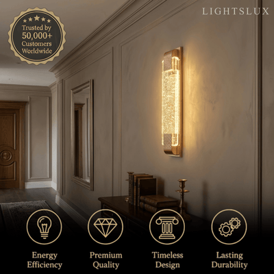 Luxury Wall Lamp – Gold Crystal Rectangular Bedroom