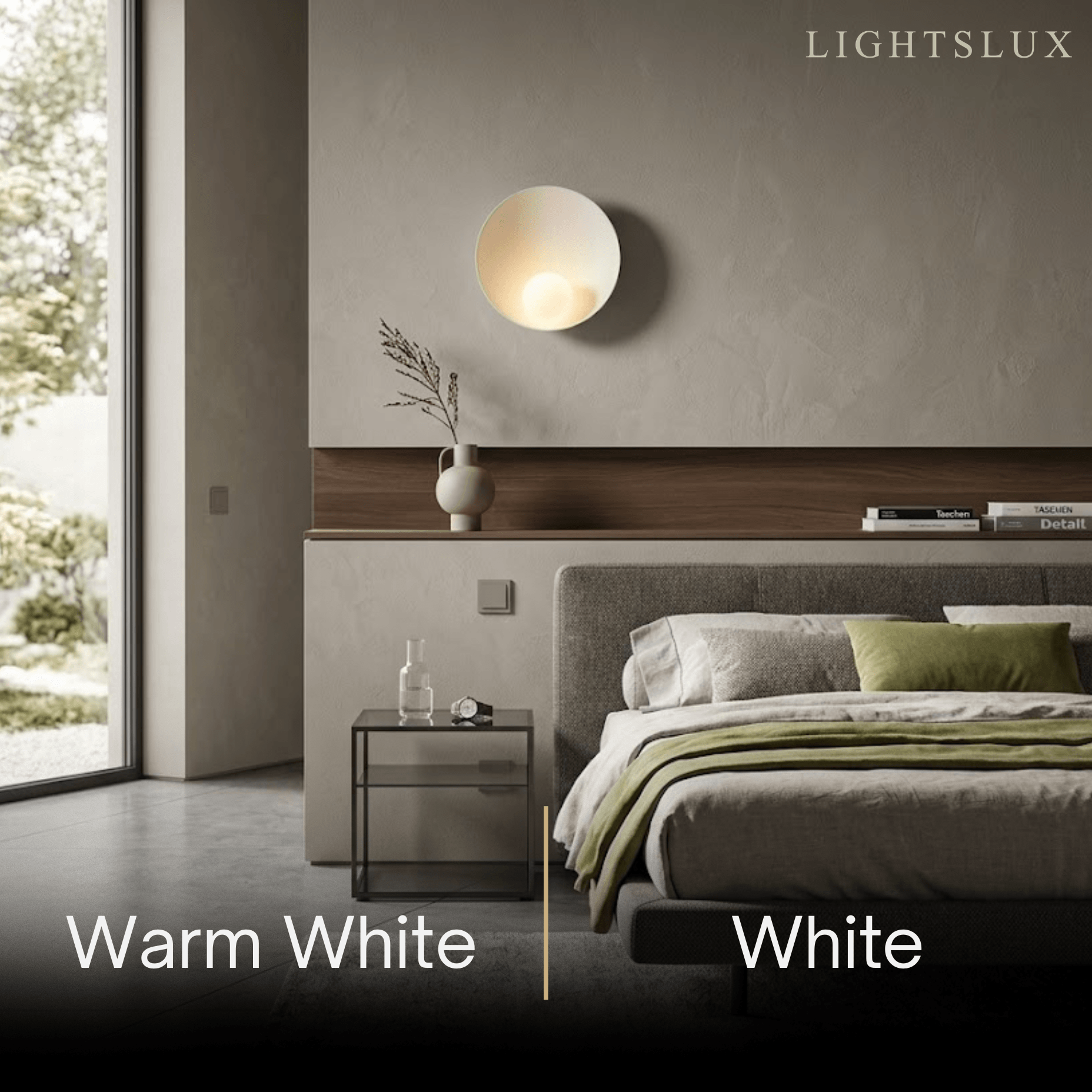  Wall Lamp — Natural Resin & Metal with Warm Glow Bedroom