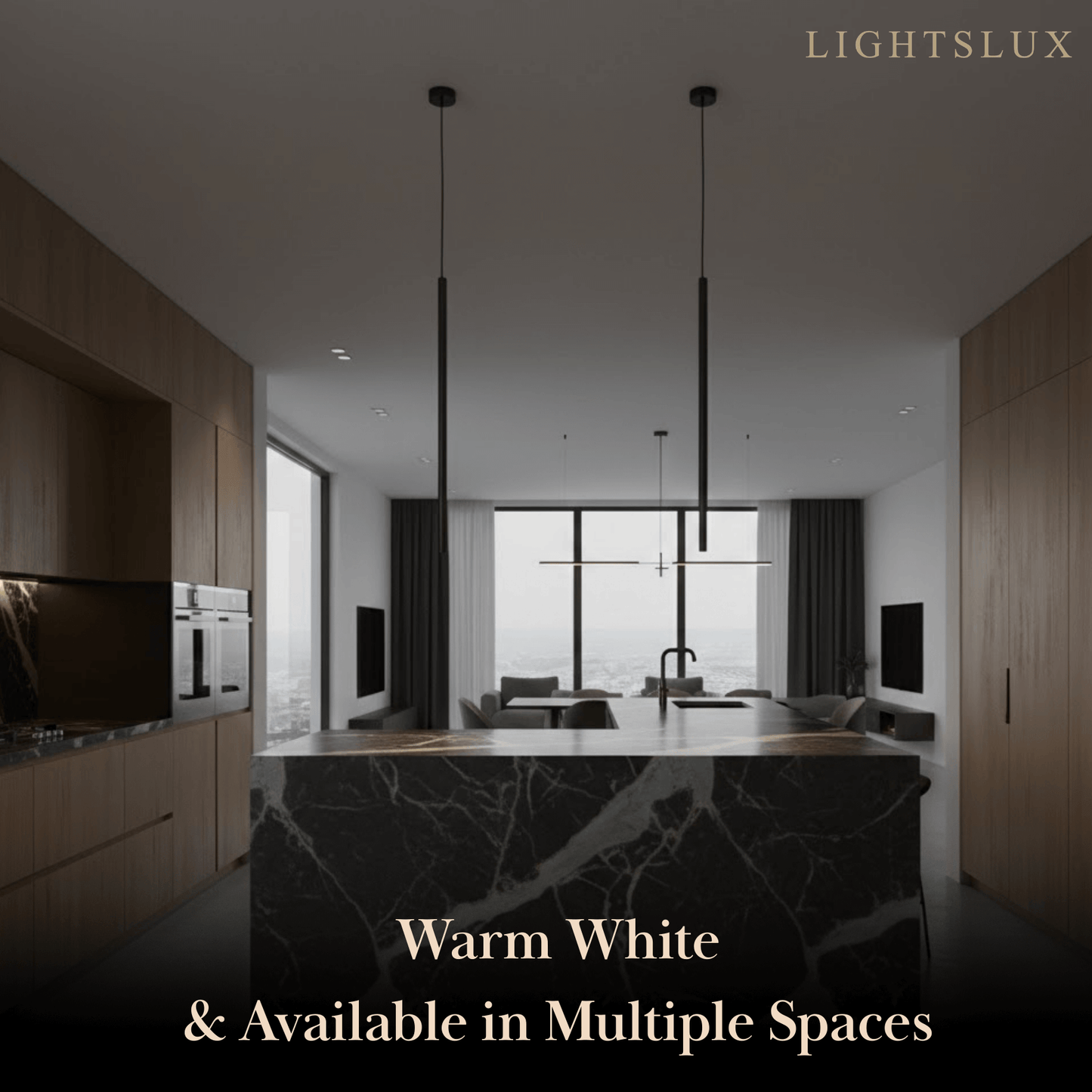 Arcato Minimalist Linear Pendant Light Black Metal Lamp for Bedroom