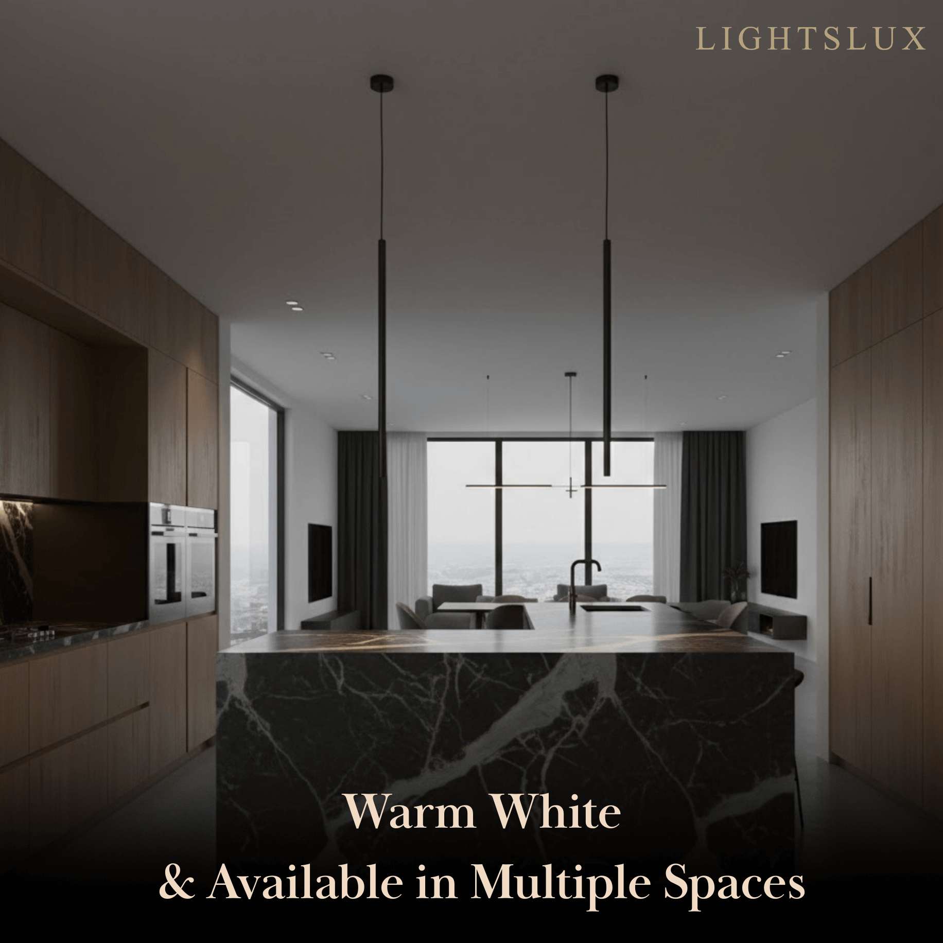 Arcato Minimalist Linear Pendant Light Black Metal Lamp for Bedroom