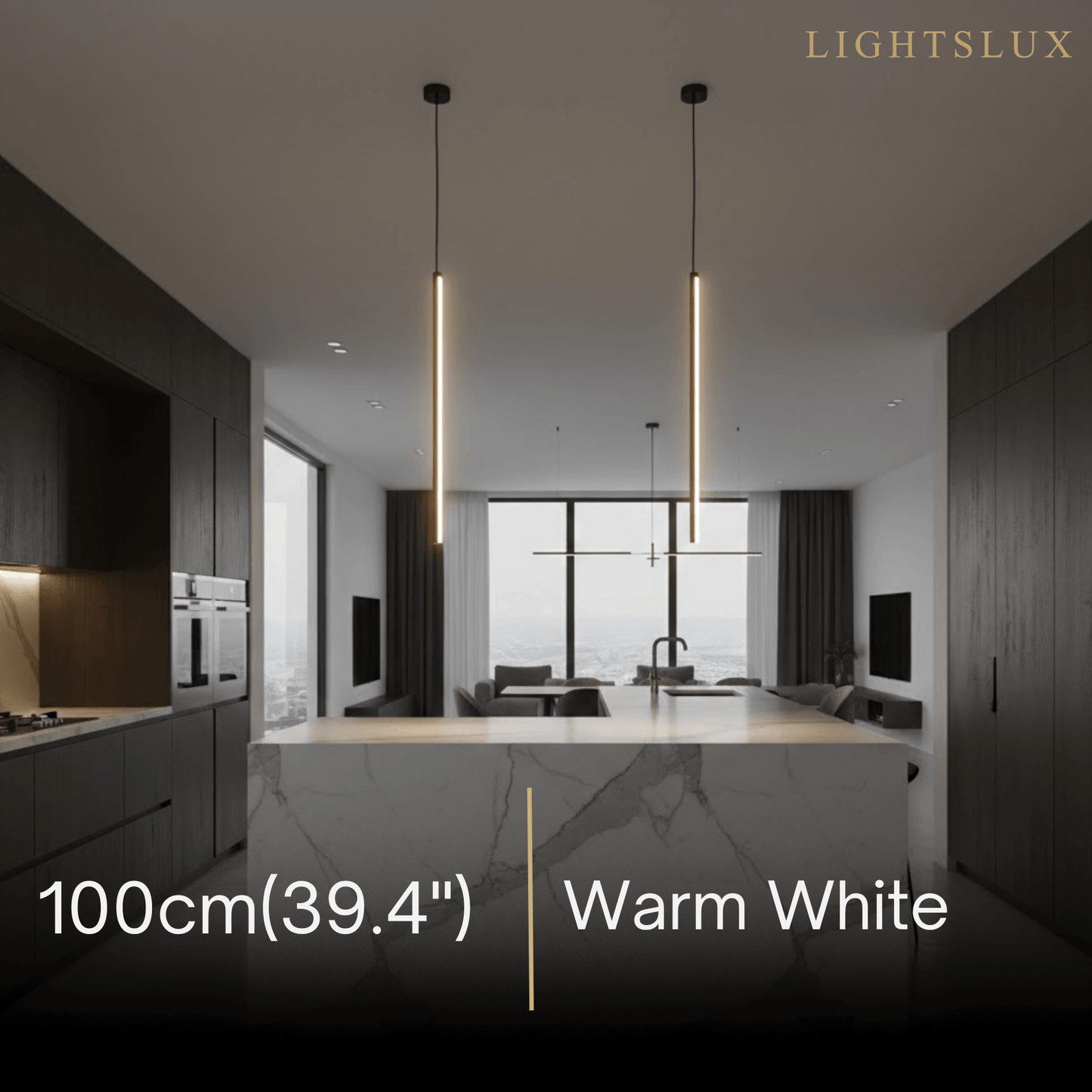 Arcato Minimalist Linear Pendant Light Black Metal Lamp for Bedroom