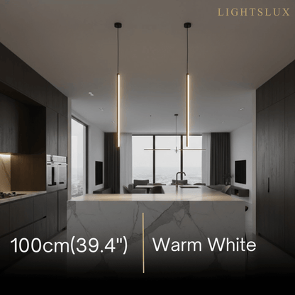 Arcato Minimalist Linear Pendant Light Black Metal Lamp for Bedroom